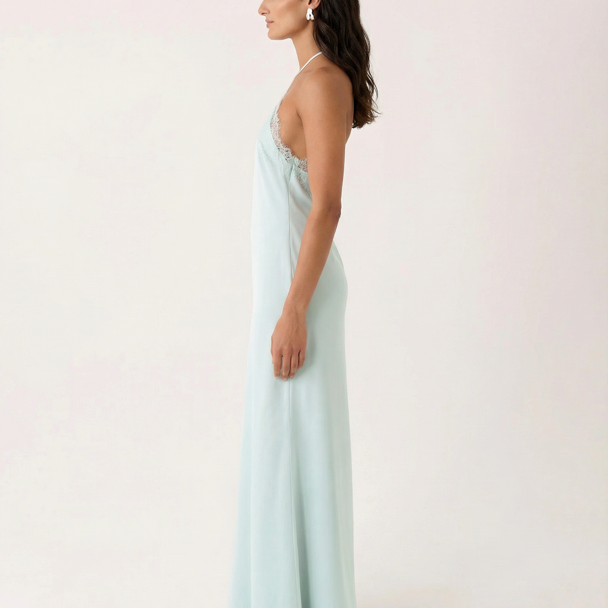 Caitlin | Halter Neck Maxi Dress with Lace Trim