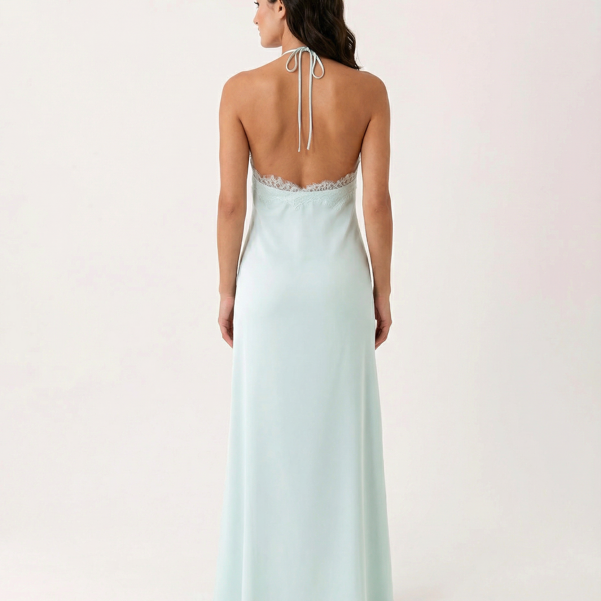 Caitlin | Halter Neck Maxi Dress with Lace Trim