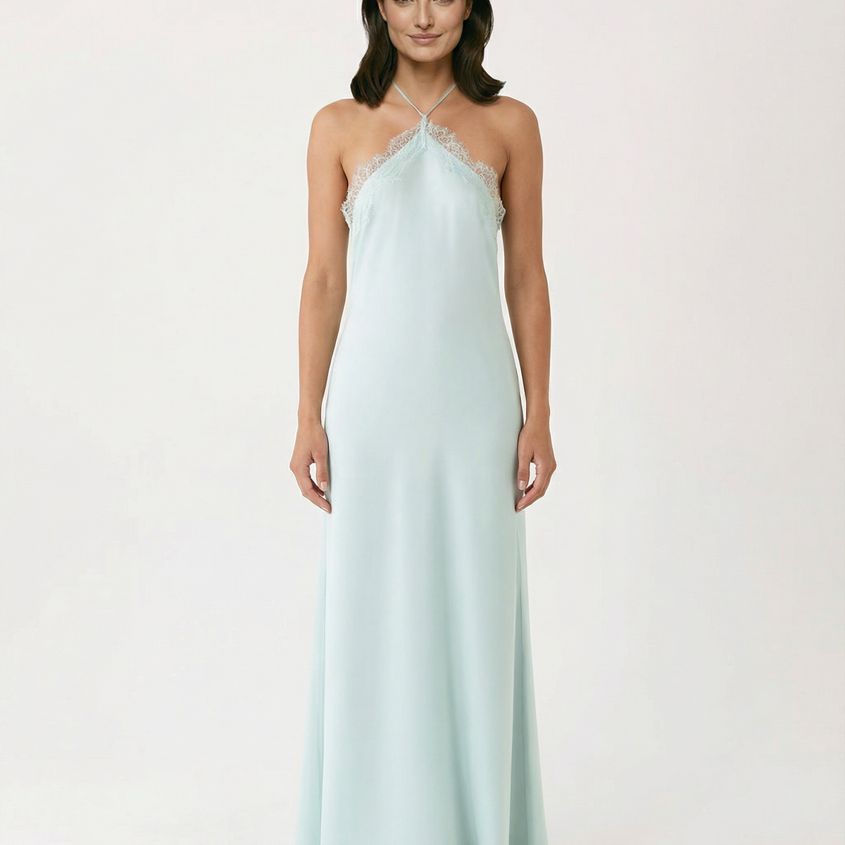 Caitlin | Halter Neck Maxi Dress with Lace Trim