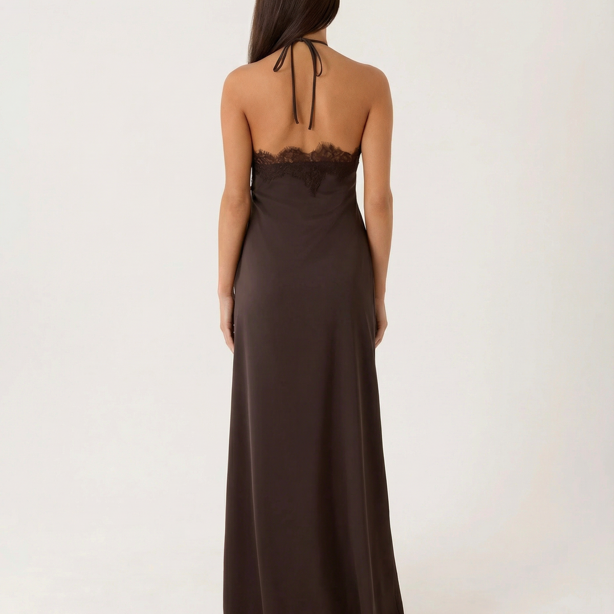 Caitlin | Halter Neck Maxi Dress with Lace Trim