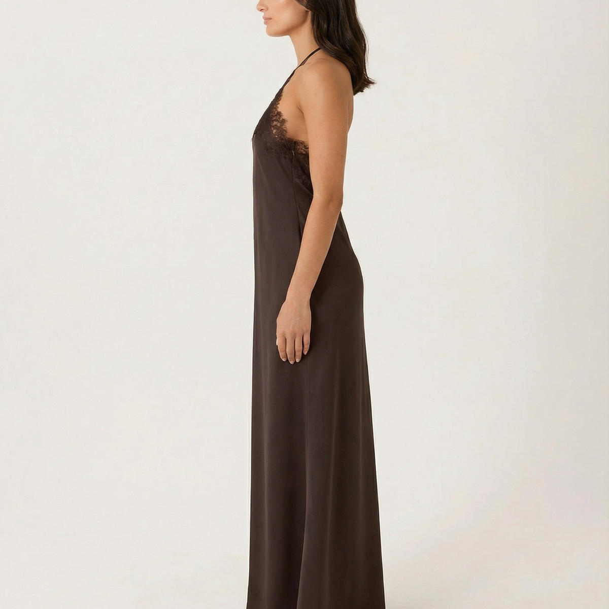 Caitlin | Halter Neck Maxi Dress with Lace Trim
