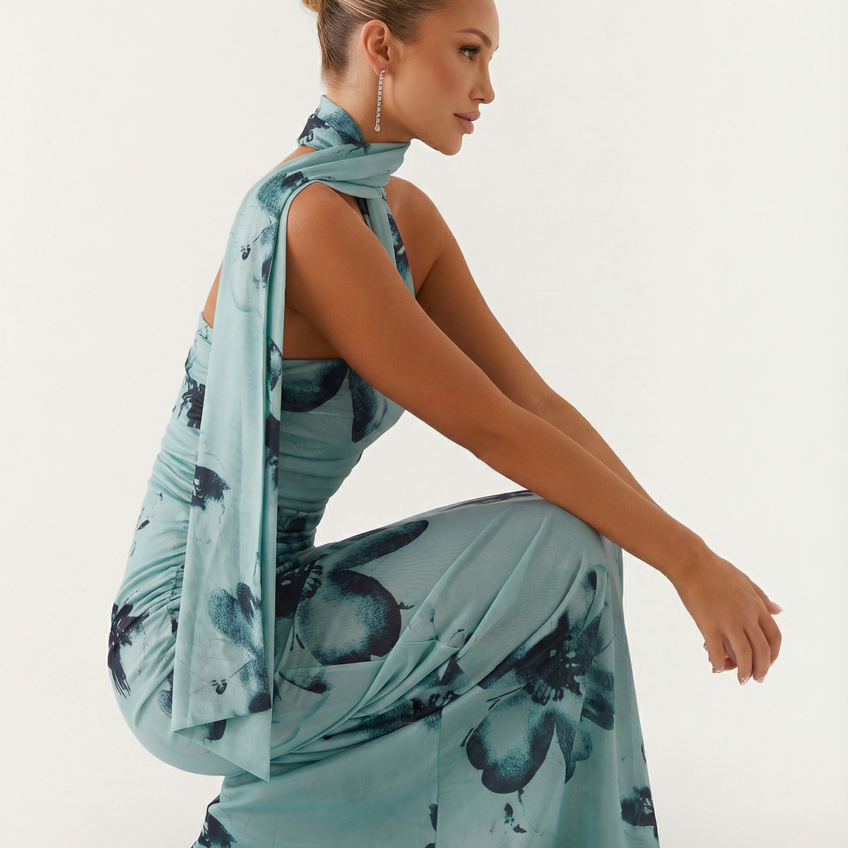 Nona | Floral Maxi Dress with Halter Wrap Detail
