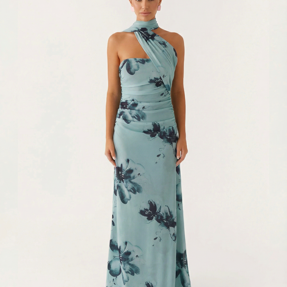 Nona | Floral Maxi Dress with Halter Wrap Detail