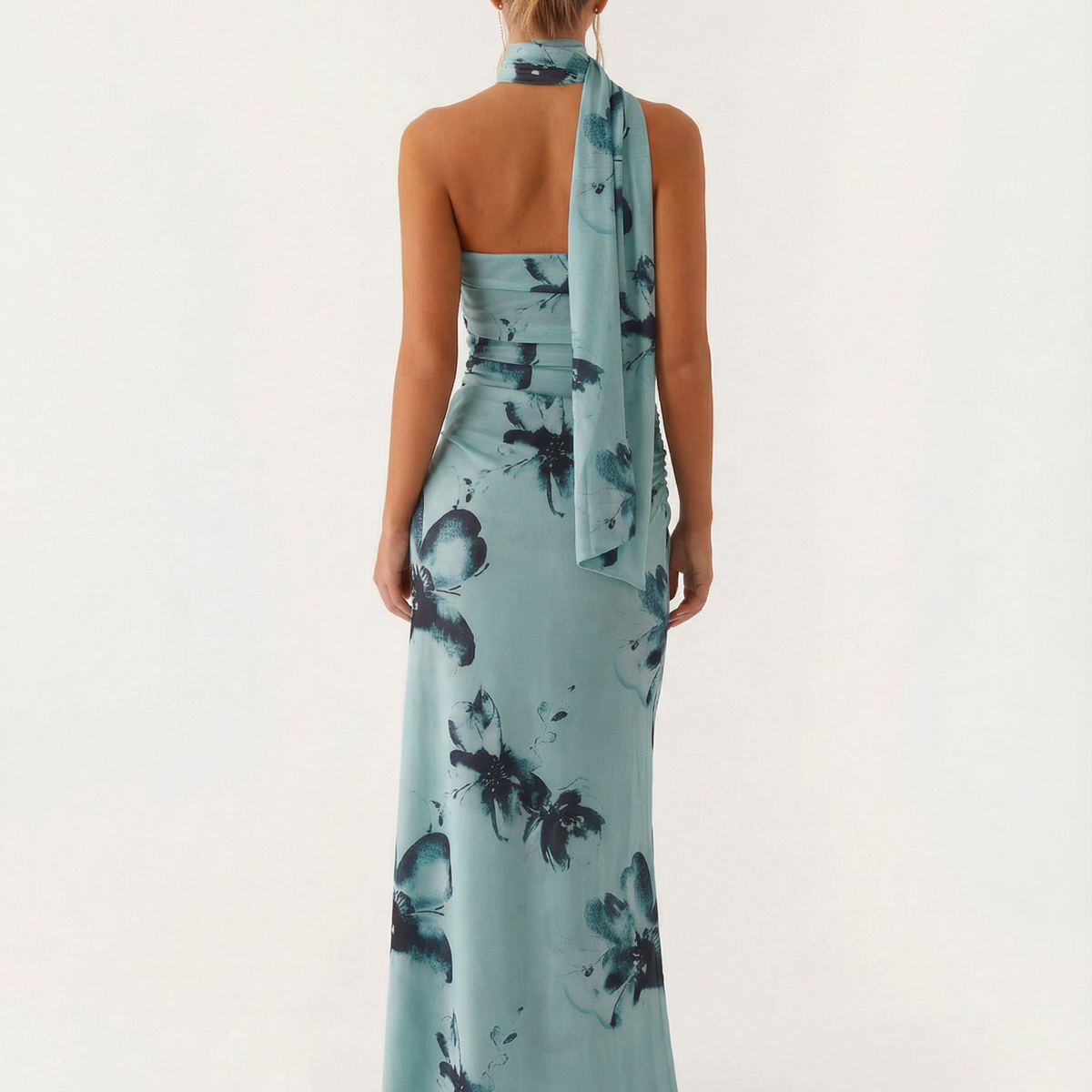 Nona | Floral Maxi Dress with Halter Wrap Detail