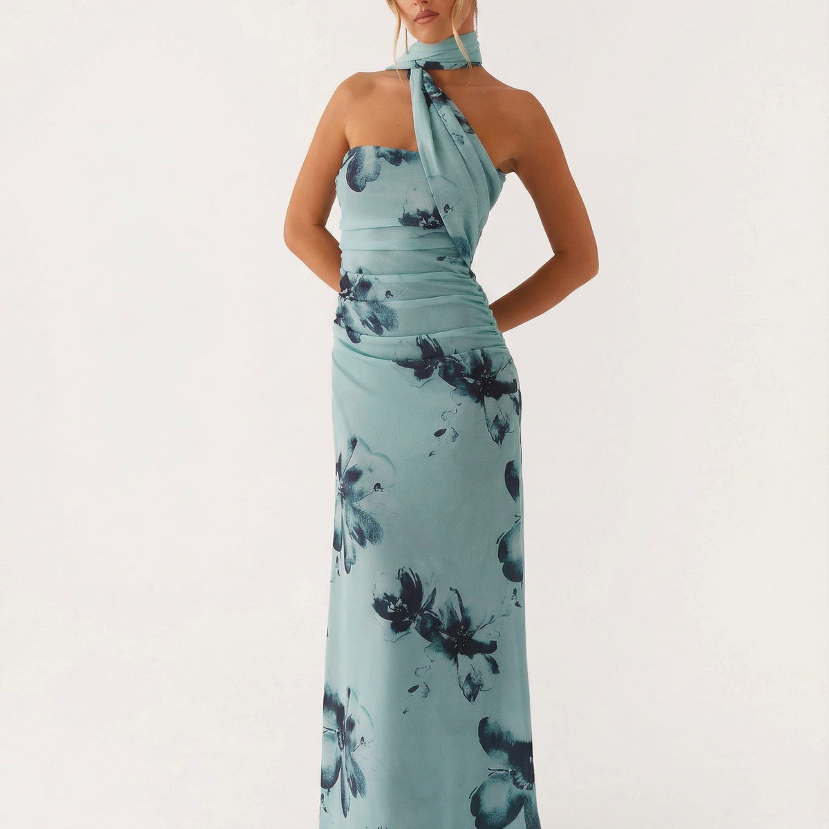 Nona | Floral Maxi Dress with Halter Wrap Detail