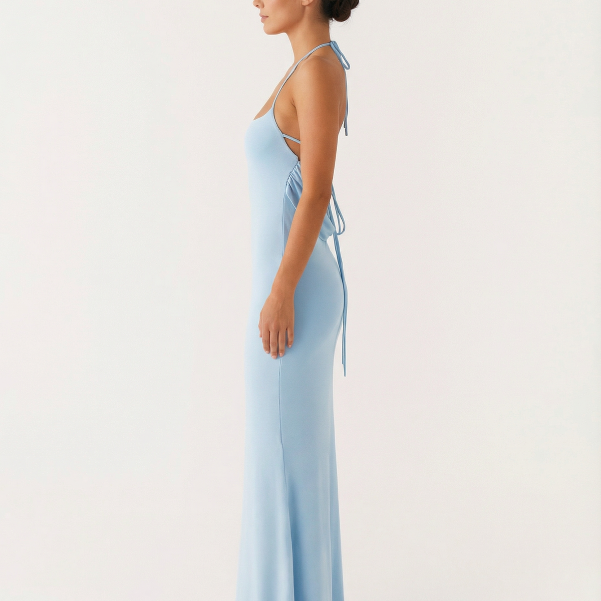 Glenda | Halter Maxi Dress with Open Back and Tie Detail