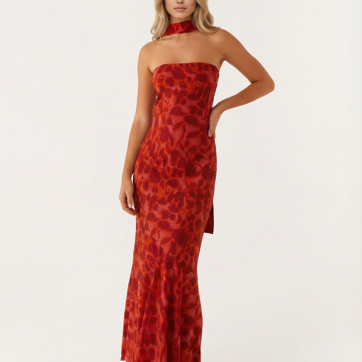 Shelia | Floral Chiffon Maxi Dress with Matching Scarf
