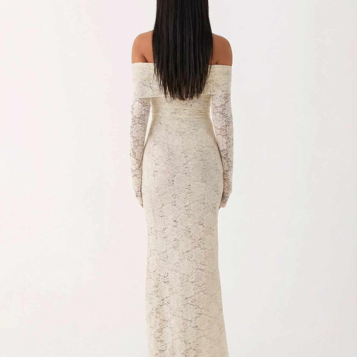 Mona | Lace Maxi Dress with Off Shoulder Neckline