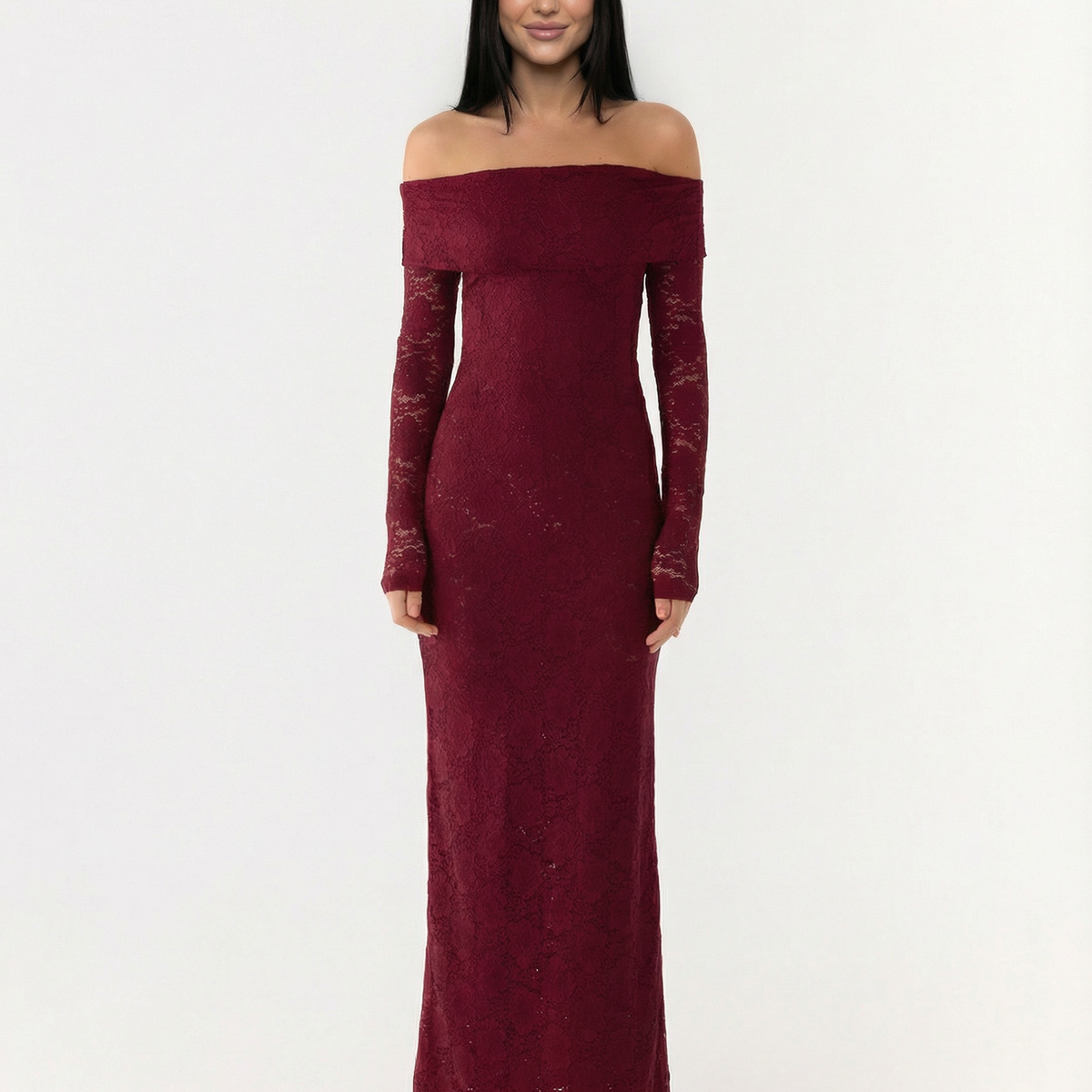 Mona | Lace Maxi Dress with Off Shoulder Neckline