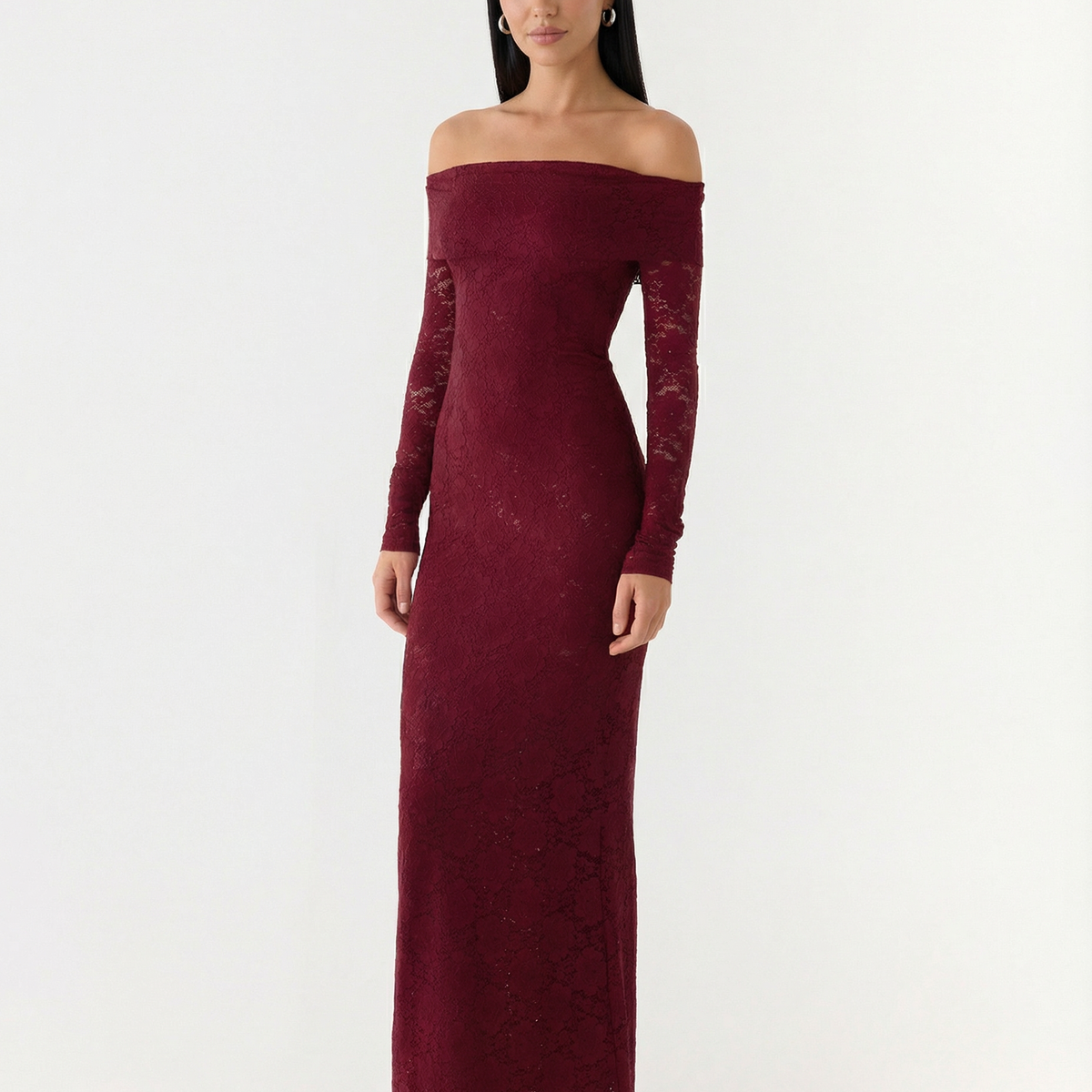 Mona | Lace Maxi Dress with Off Shoulder Neckline