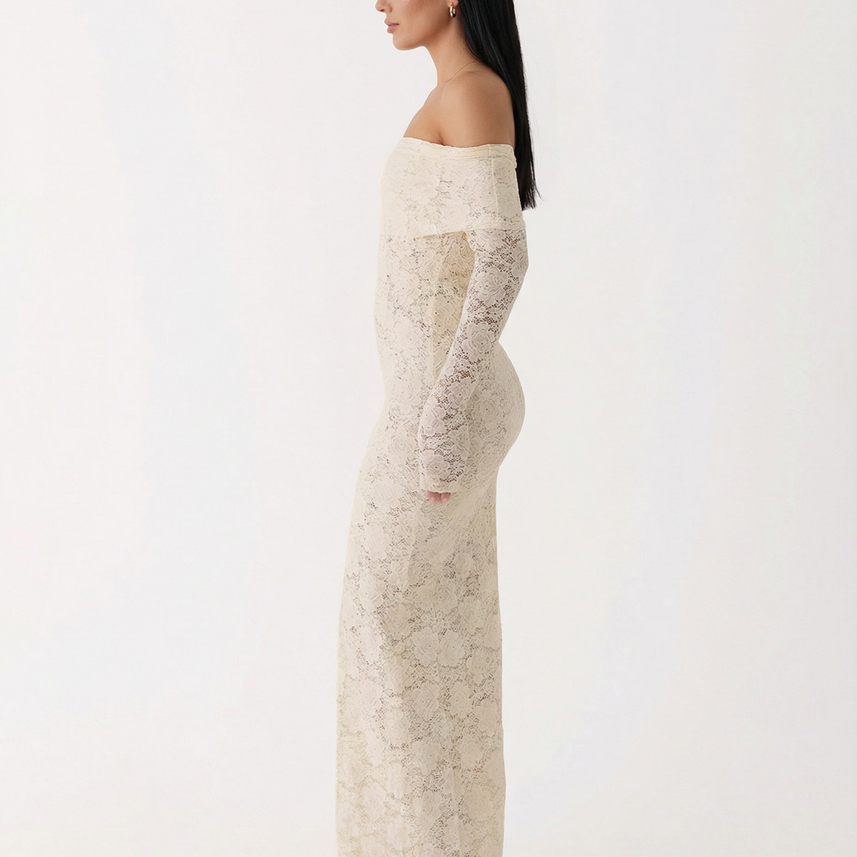 Mona | Lace Maxi Dress with Off Shoulder Neckline
