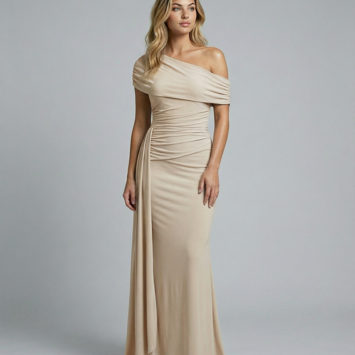 Aida | One Shoulder Ruched Maxi Dress