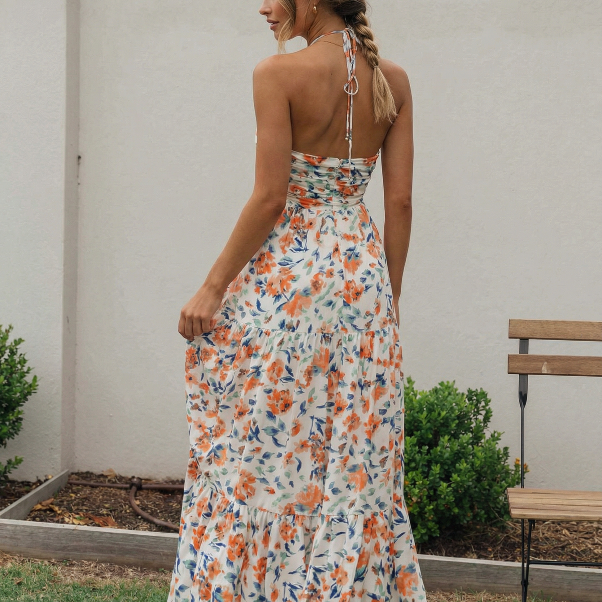 Mariska | Floral Halter Neck Maxi Dress