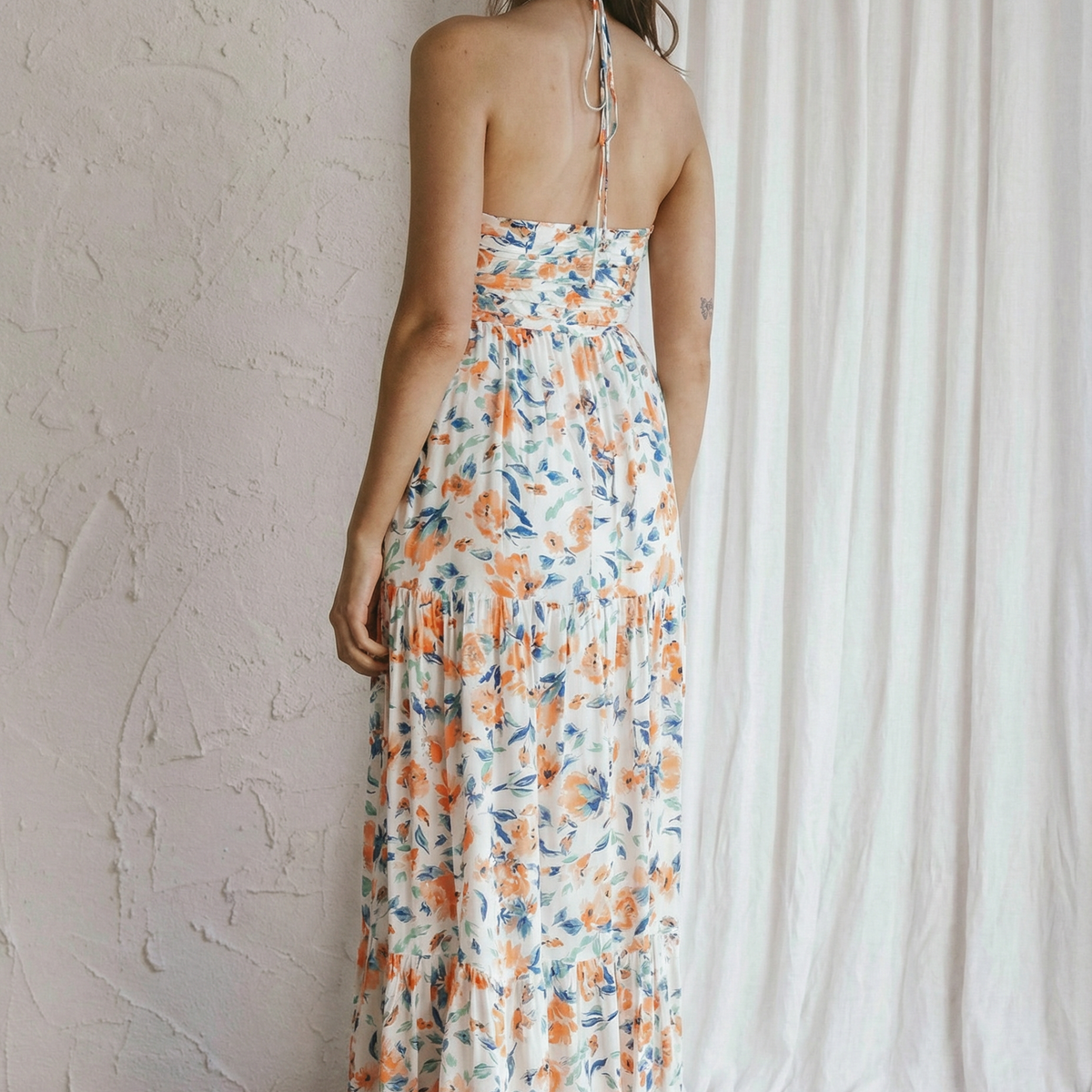 Mariska | Floral Halter Neck Maxi Dress