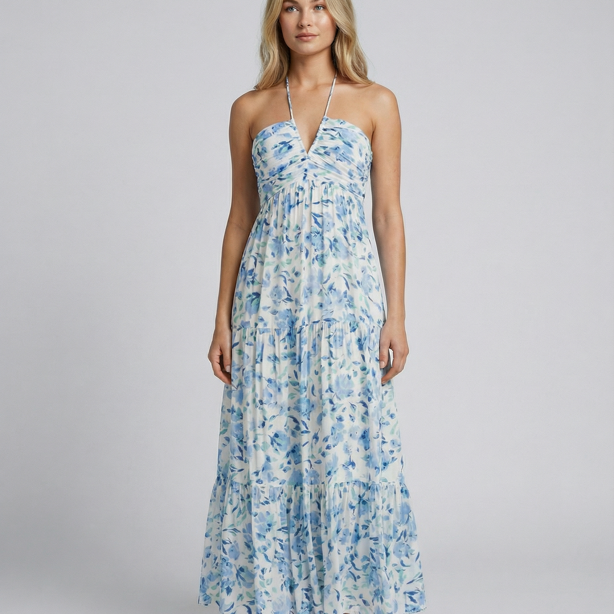 Mariska | Floral Halter Neck Maxi Dress