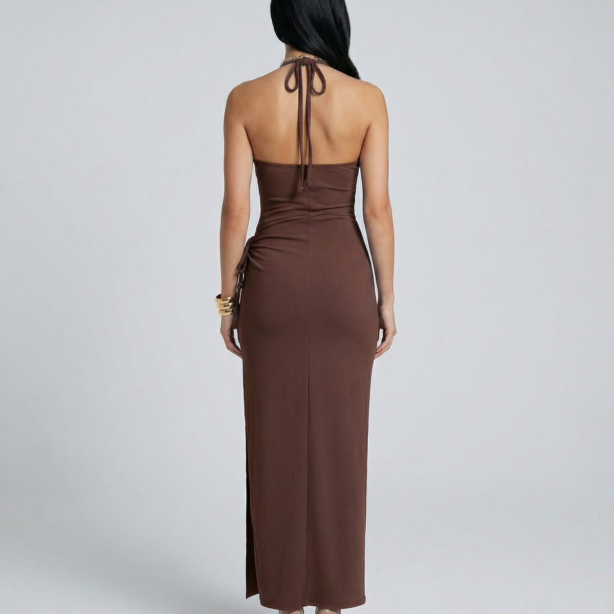 Elara | Halter Maxi Dress with Side Slit