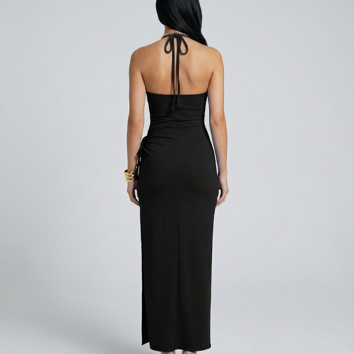 Elara | Halter Maxi Dress with Side Slit
