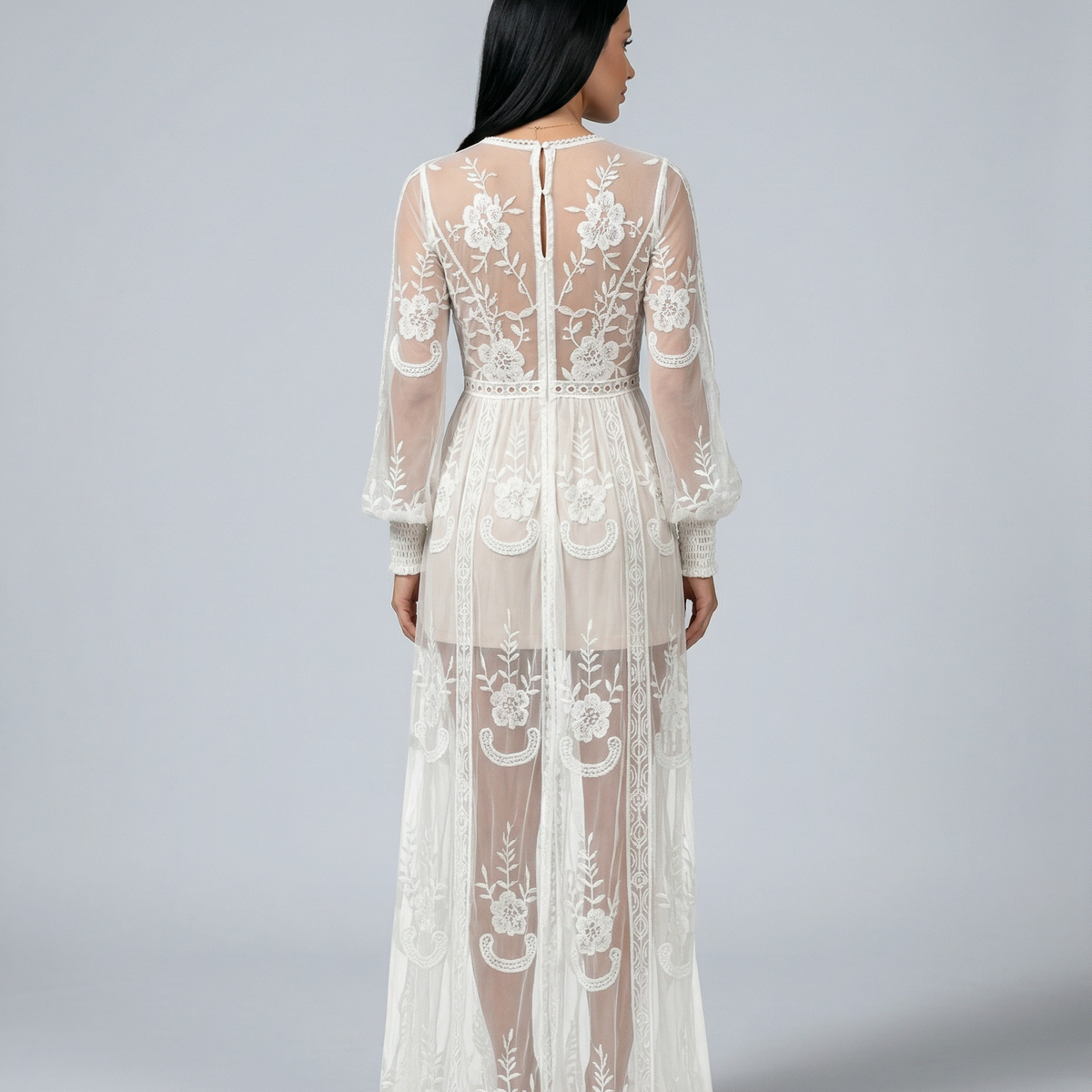 Maxine | Lace Maxi Dress with Long Sleeves