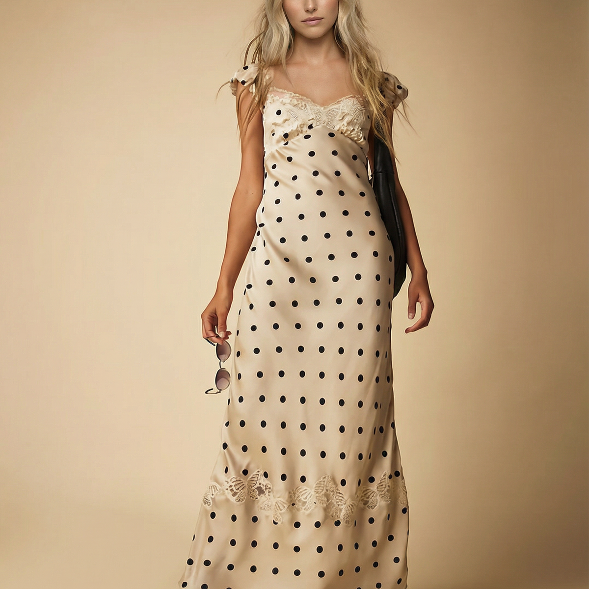 Gina | Lace Polka Dot Maxi Dress