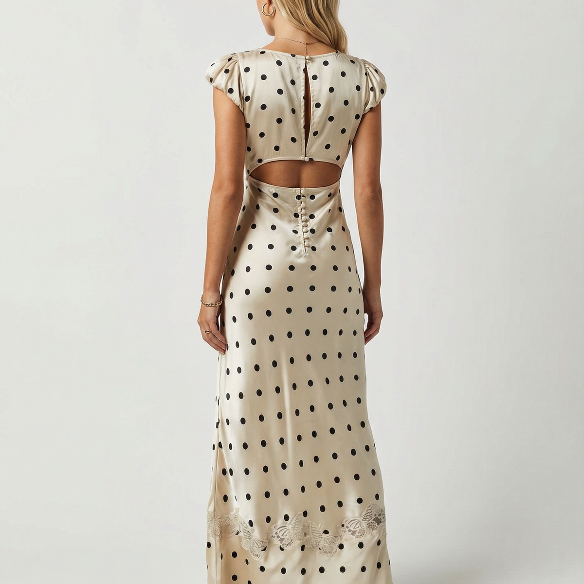 Gina | Lace Polka Dot Maxi Dress