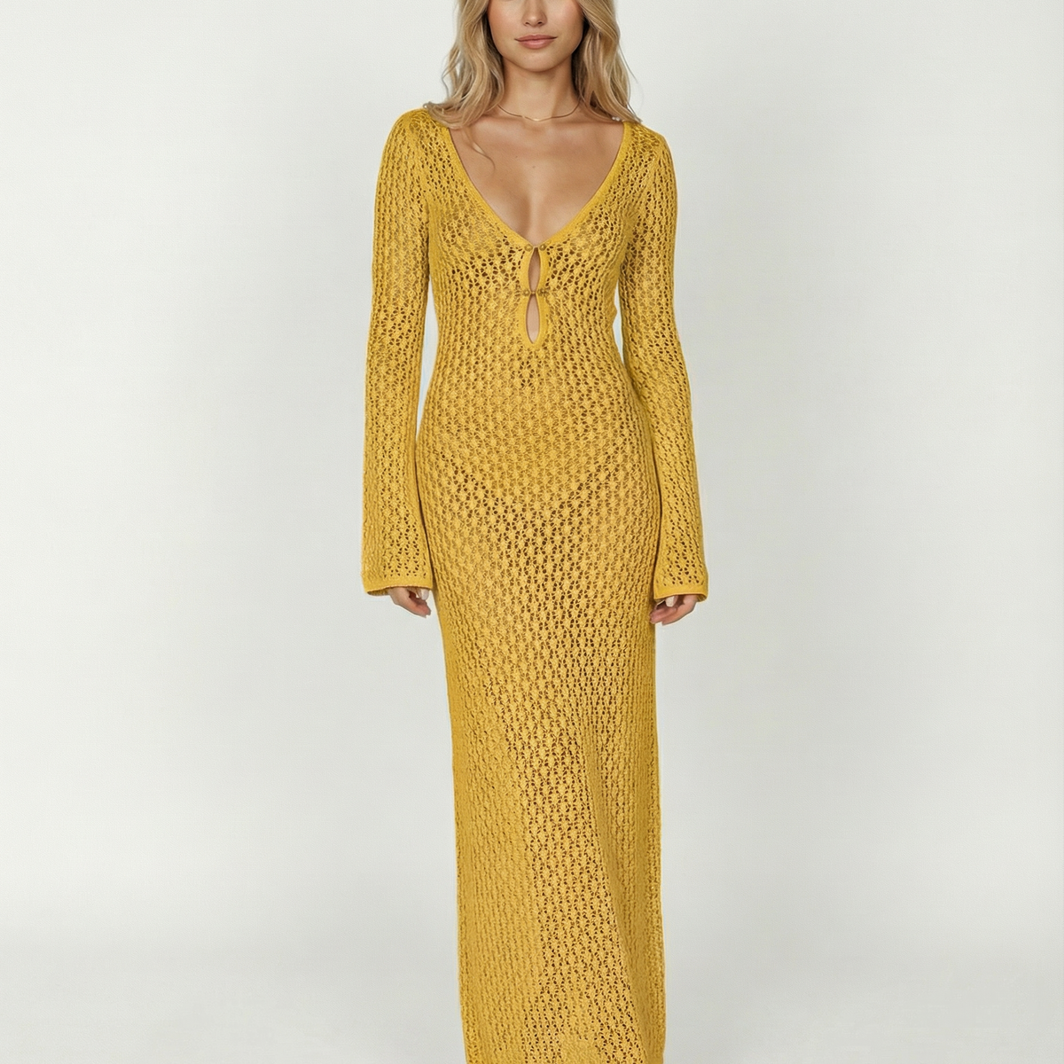 Tina | Crochet Bell Sleeve Maxi Dress