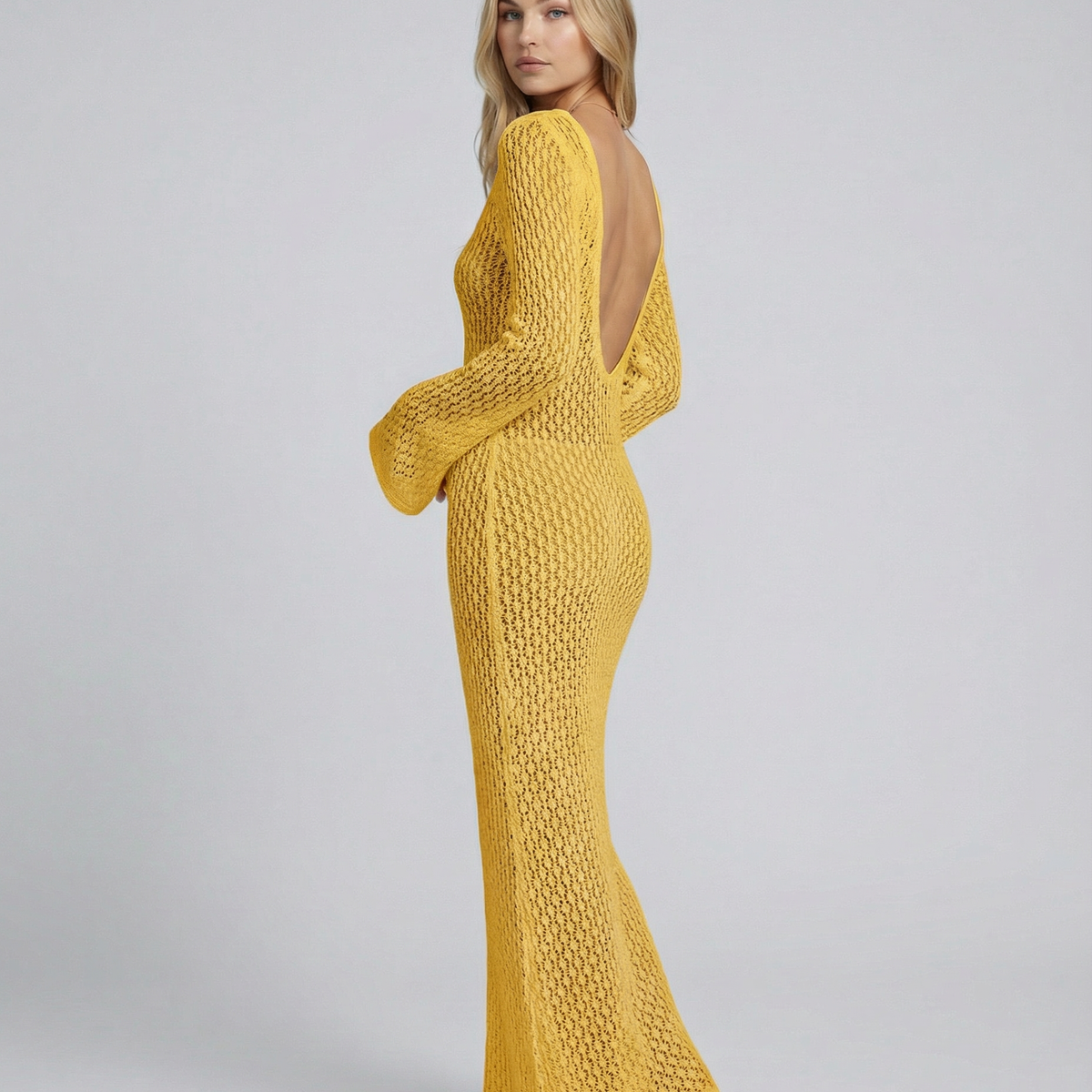 Tina | Crochet Bell Sleeve Maxi Dress