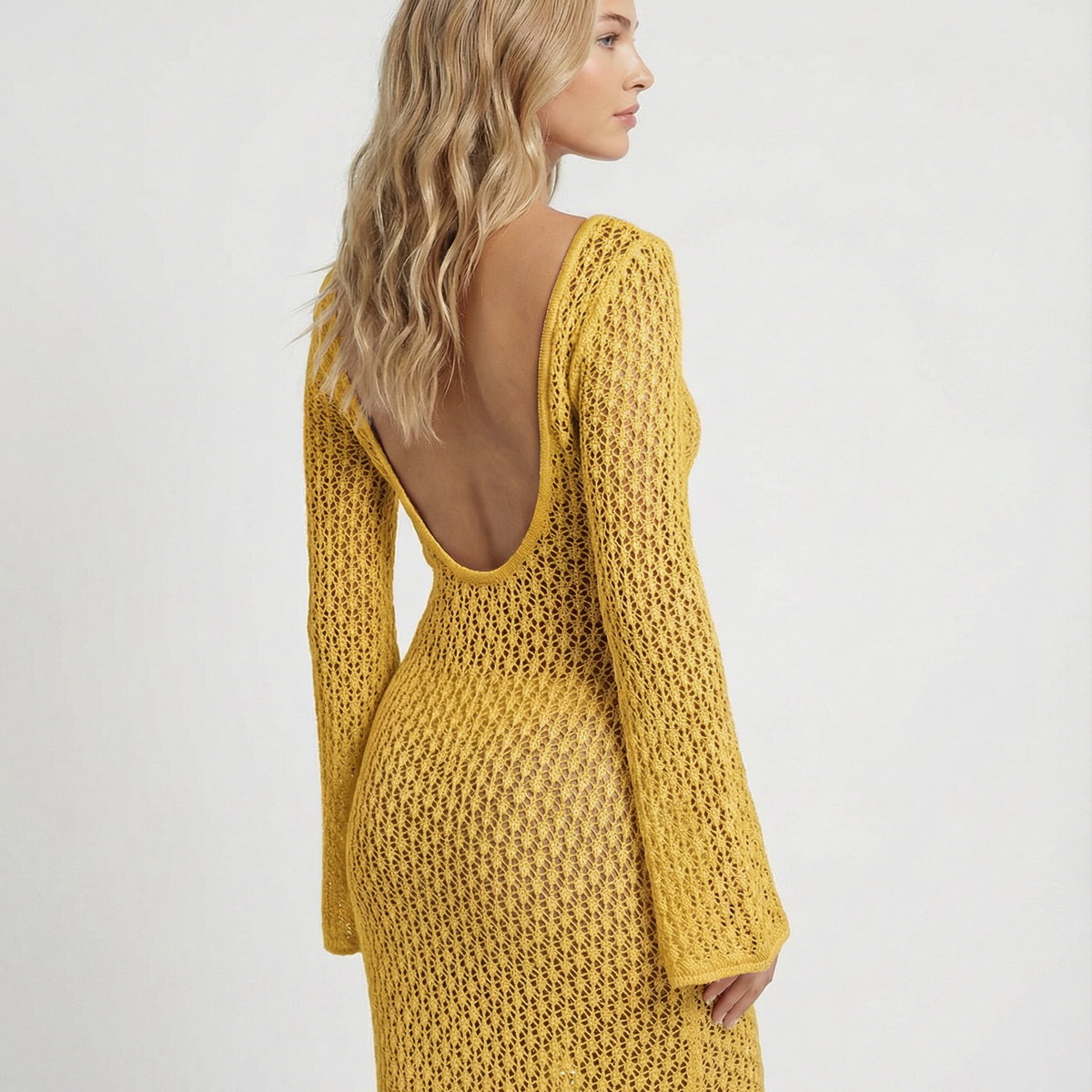 Tina | Crochet Bell Sleeve Maxi Dress