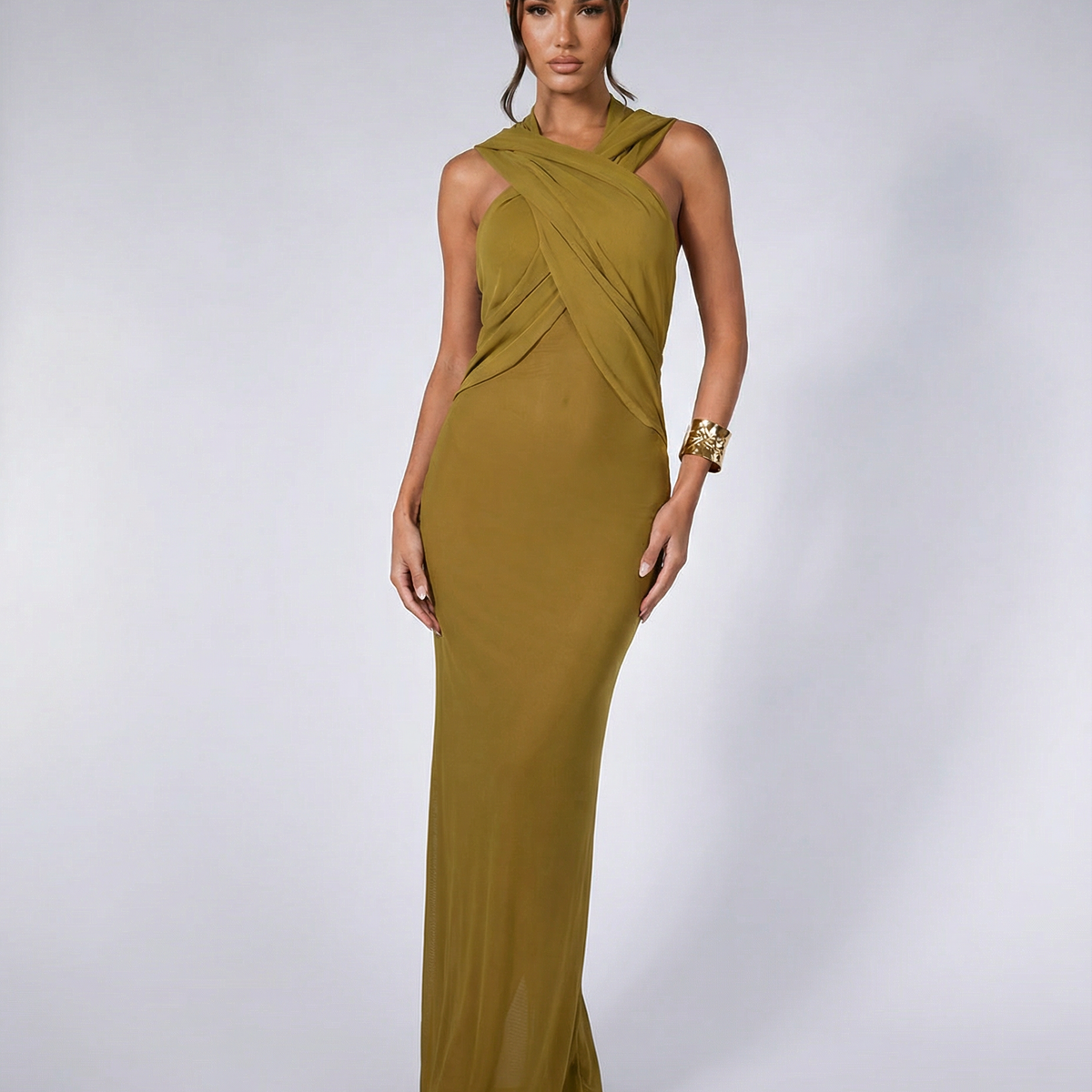 Nadine | Draped Maxi Dress with Headscarf