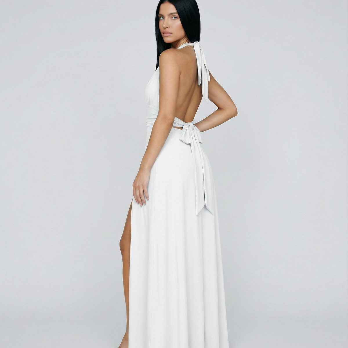 Cassie | Halter Neck High Slit Maxi Dress