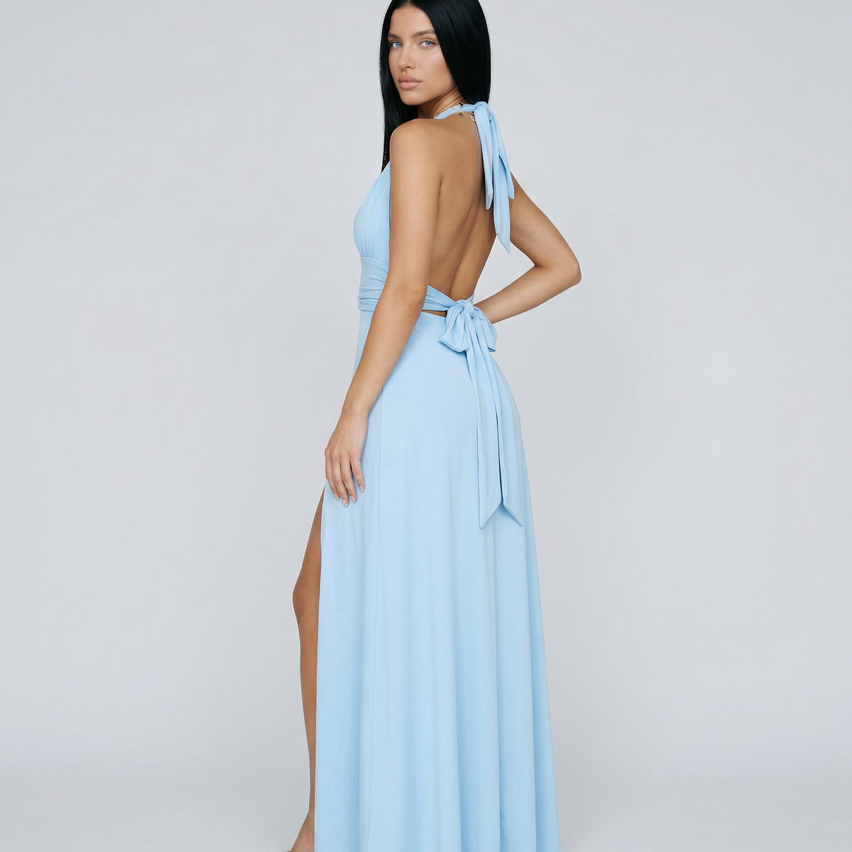 Cassie | Halter Neck High Slit Maxi Dress