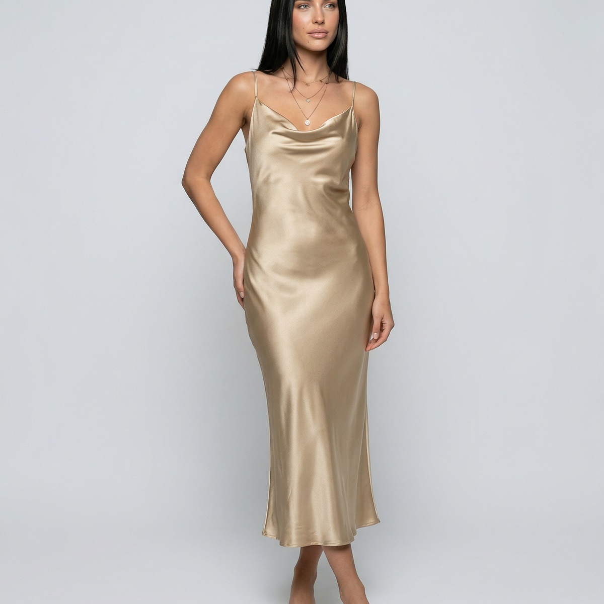 Elsa | Maxi Dress with Cowl Neck and Open Back