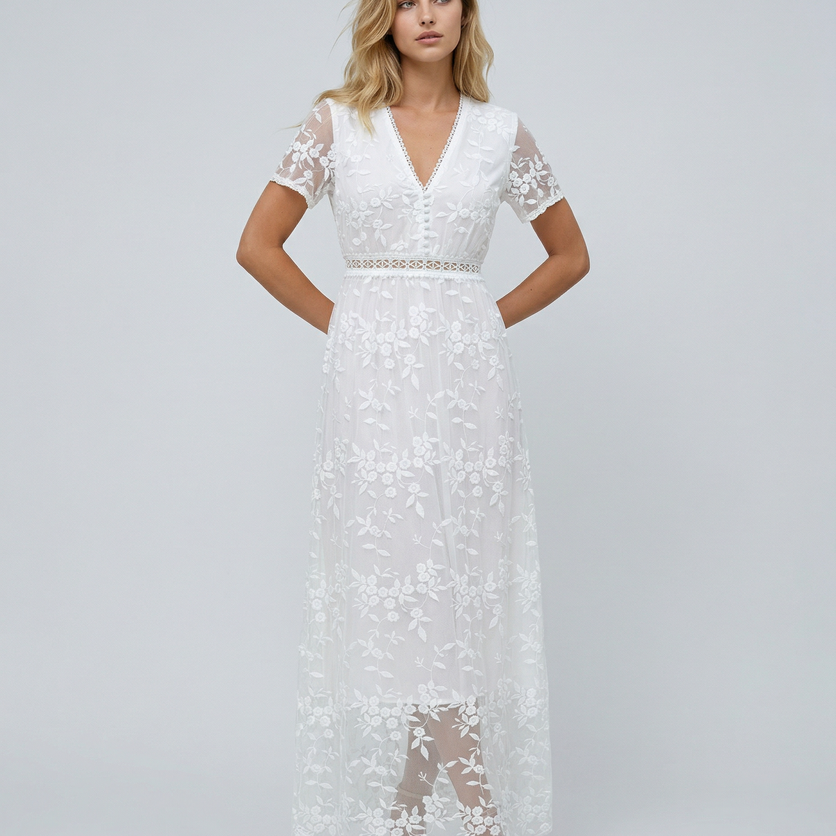 Tanya | Boho Floral Lace Maxi Dress