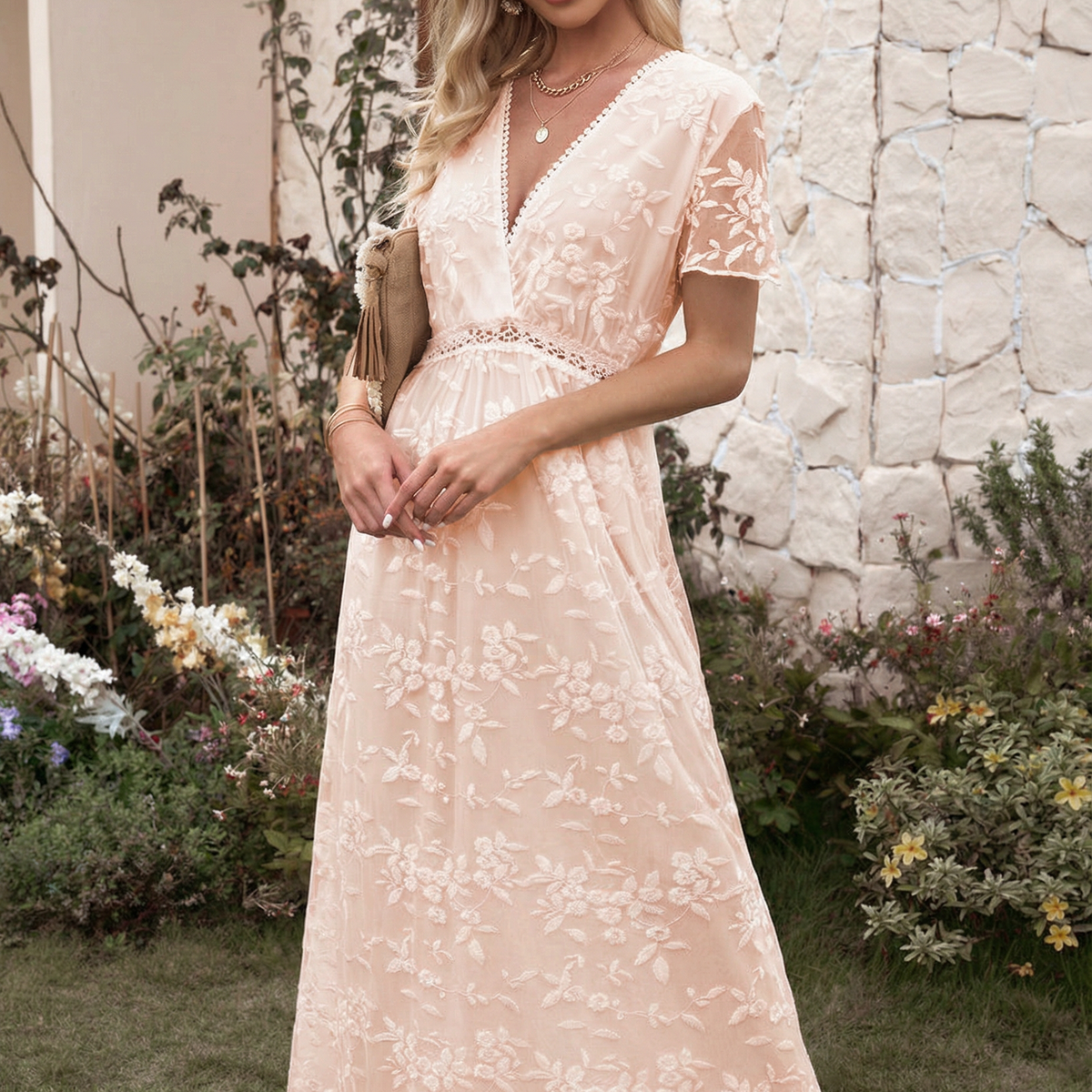 Tanya | Boho Floral Lace Maxi Dress