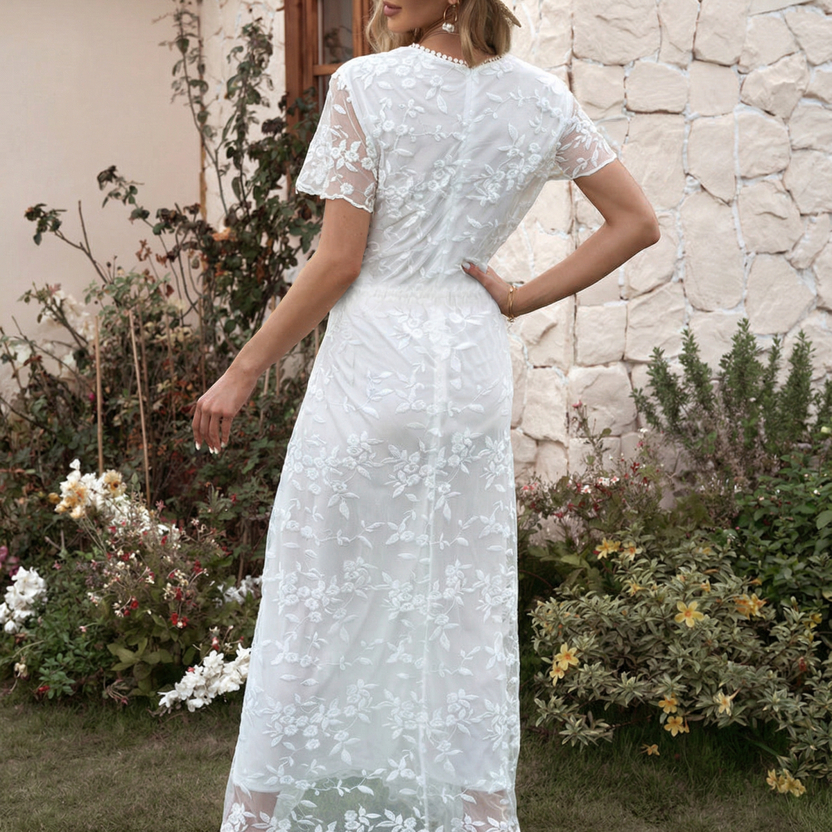 Tanya | Boho Floral Lace Maxi Dress