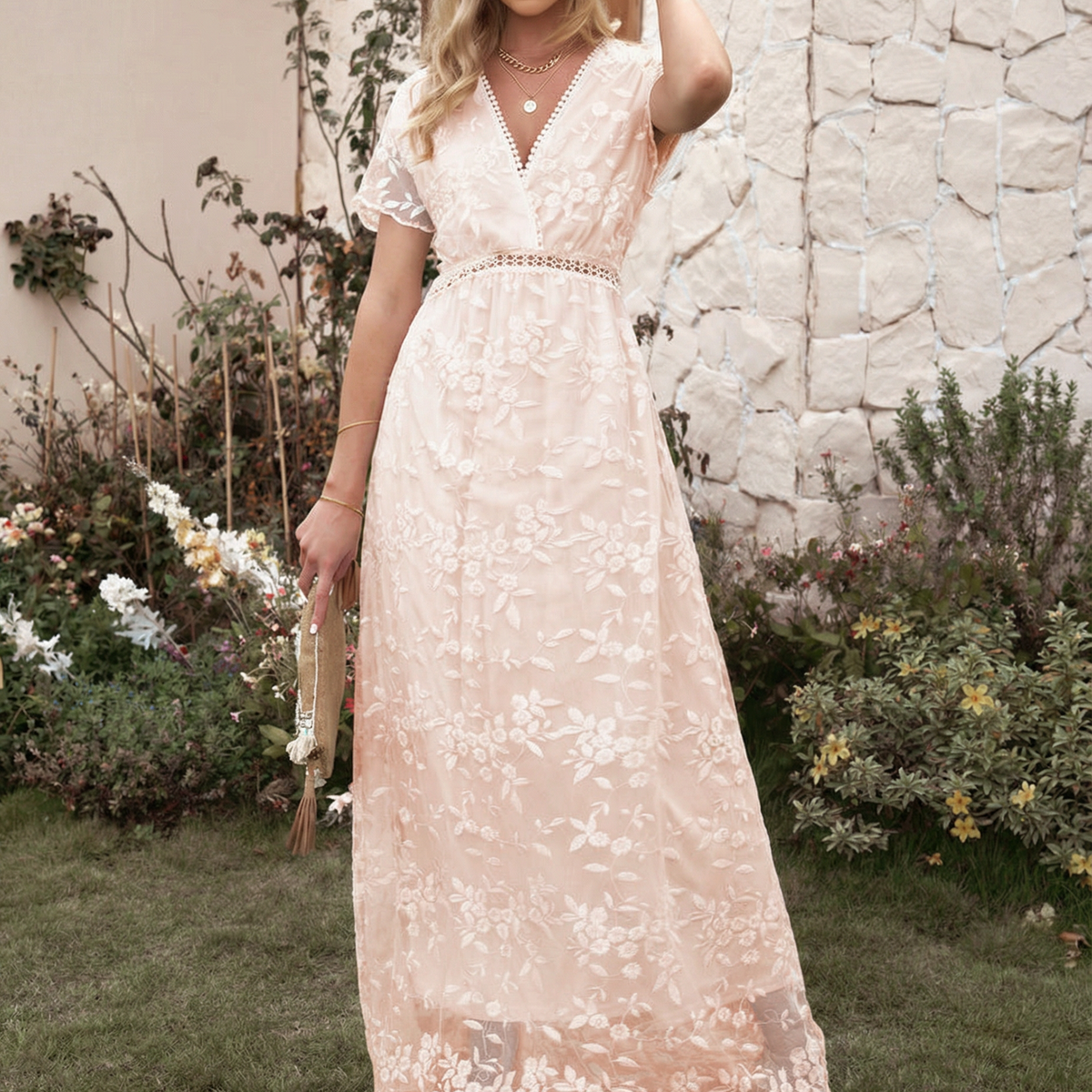 Tanya | Boho Floral Lace Maxi Dress