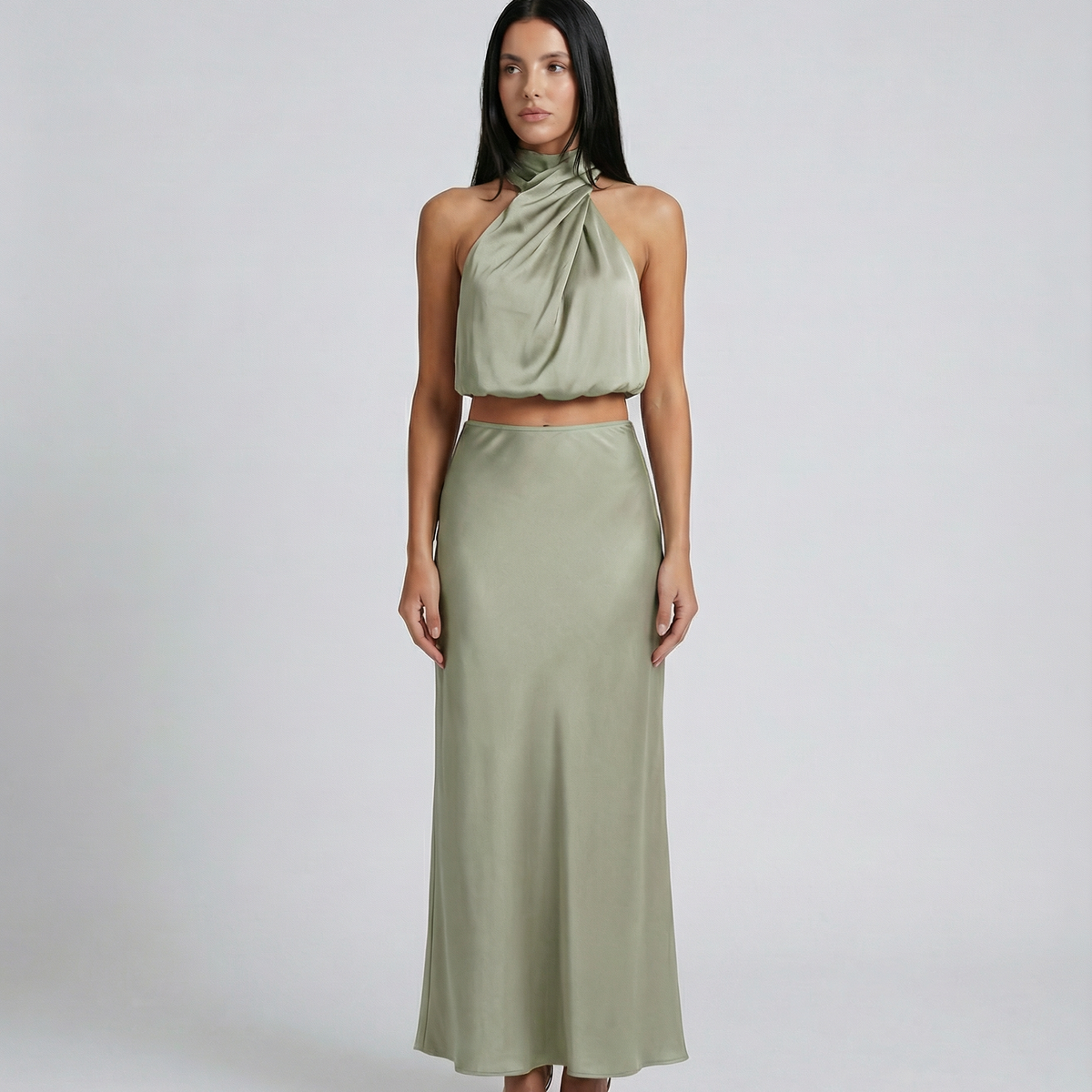 Polly | Two-Piece Set with Halter Top and Maxi Skirt