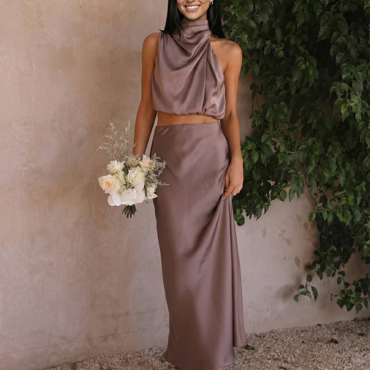 Polly | Two-Piece Set with Halter Top and Maxi Skirt