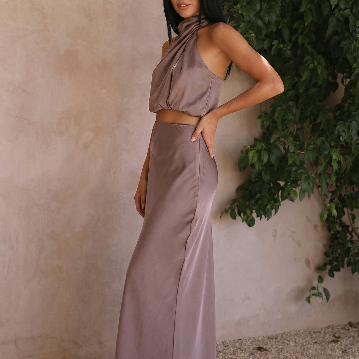 Polly | Two-Piece Set with Halter Top and Maxi Skirt
