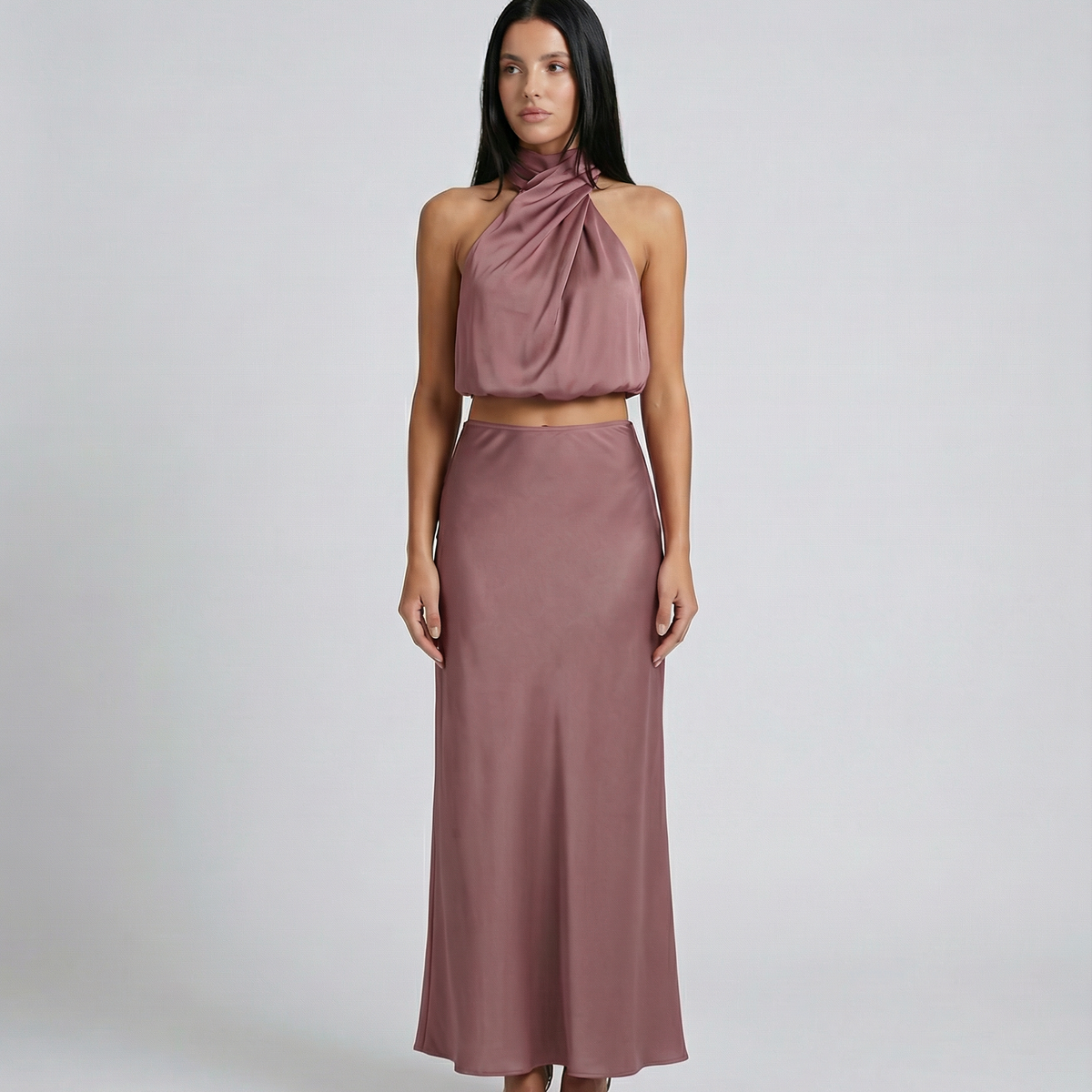 Polly | Two-Piece Set with Halter Top and Maxi Skirt