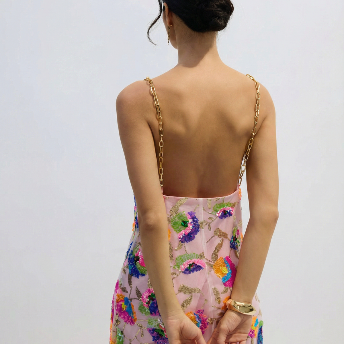 Carole | Sequin Embroidered Backless Maxi Dress
