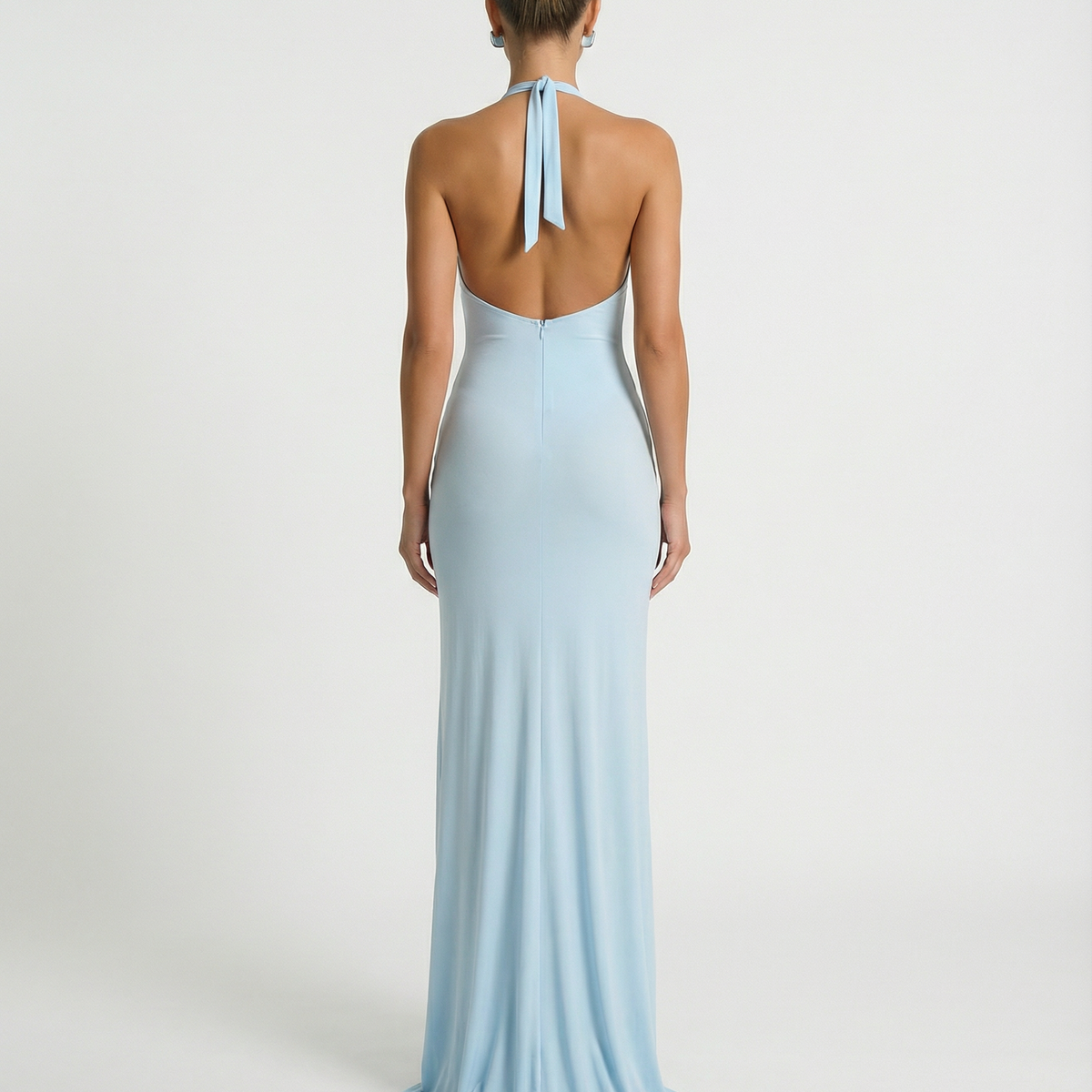 Mae | Maxi Dress with Floral Appliqué Halter Neck