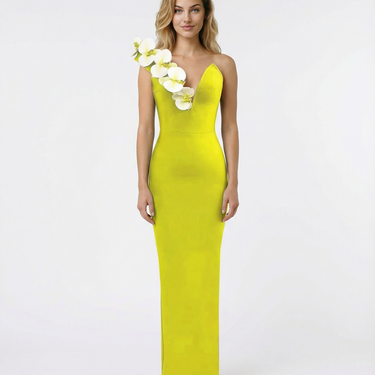 Carol | One Shoulder Maxi Dress with Floral Detail