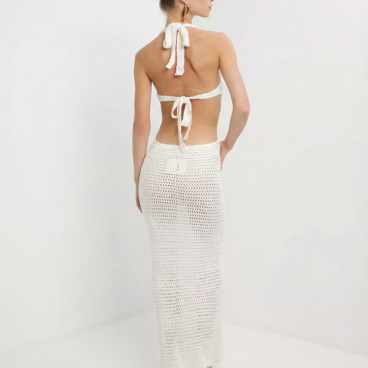 Alexis | Crochet Cut Out Halter Maxi Dress
