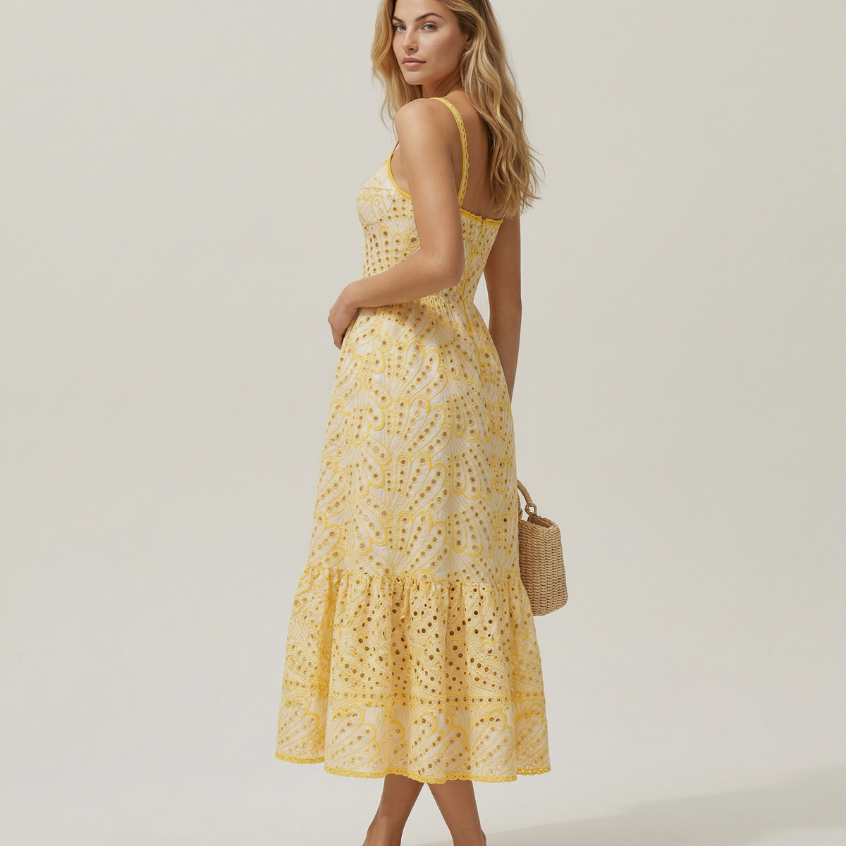 Maura | Maxi Dress with Eyelet Lace and Tiered Hem