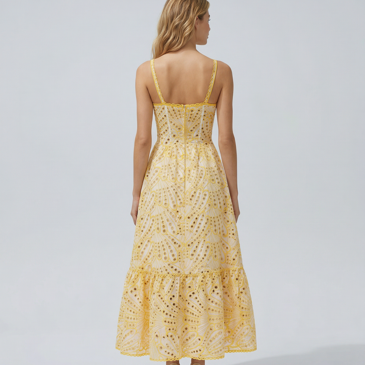 Maura | Maxi Dress with Eyelet Lace and Tiered Hem