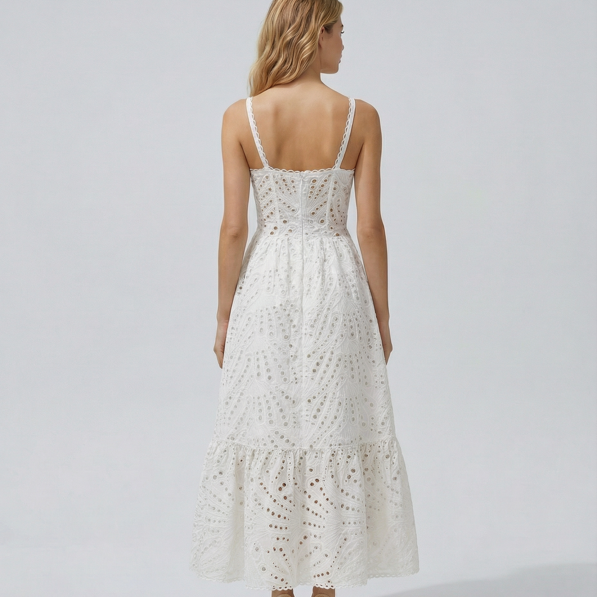 Maura | Maxi Dress with Eyelet Lace and Tiered Hem
