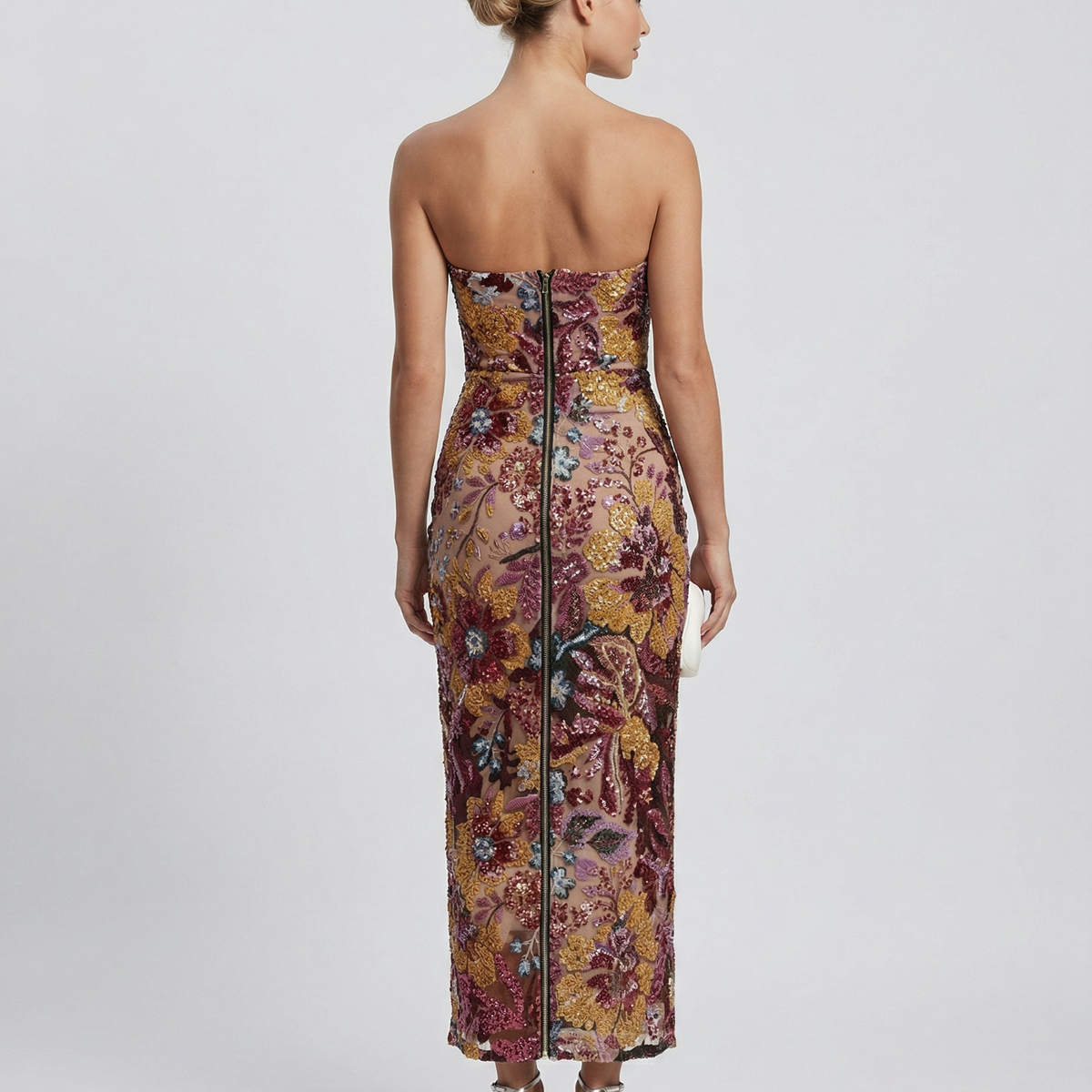 Mindy | Strapless Floral Sequin Maxi Dress