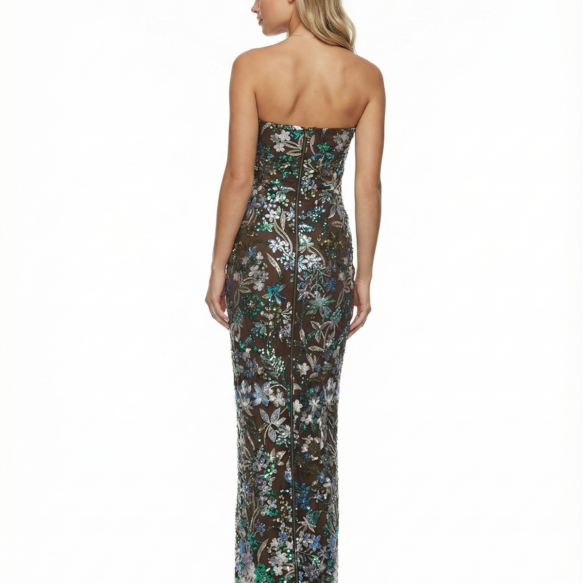 Mindy | Strapless Floral Sequin Maxi Dress