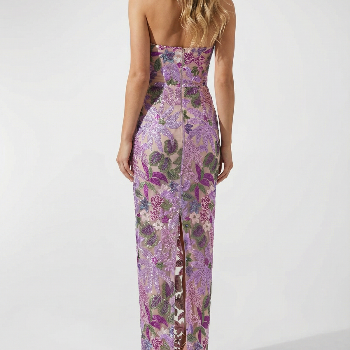 Mindy | Strapless Floral Sequin Maxi Dress