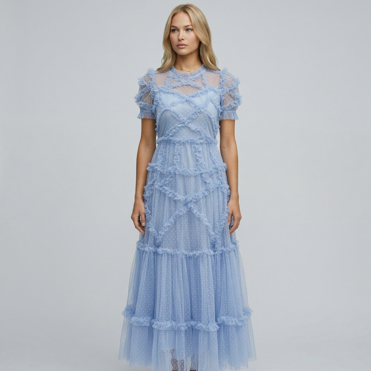 Ola | Maxi Dress with Ruffled Tulle Layers